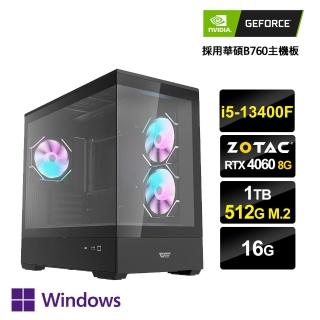 【NVIDIA】i5十核GeForce RTX 4060 Win11P{闇工作室-3W}電競電腦(i5-13400F/華碩B760/16G/1TB/512G_M.2)