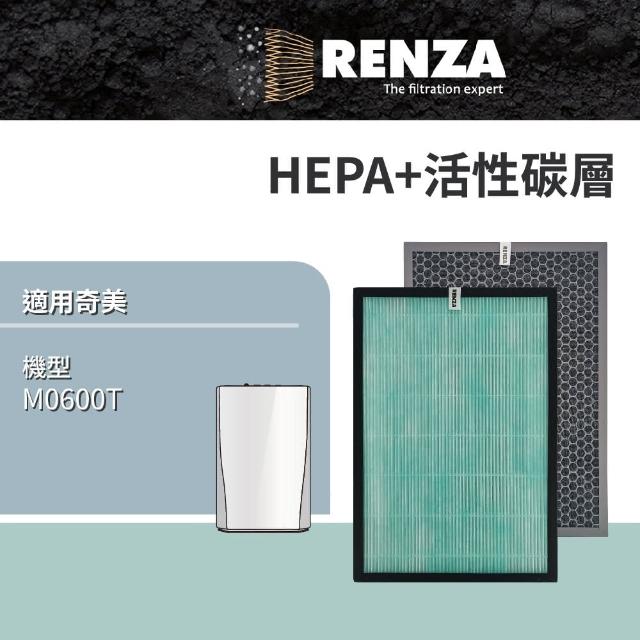 【RENZA】適用CHIMEI 奇美 M0600T 清菌離子空氣清淨機(HEPA濾網+活性碳濾網 濾芯)
