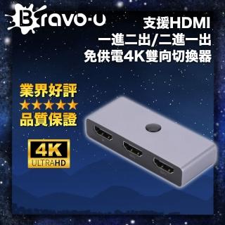 【Bravo-u】支援HDMI 一進二出/二進一出免供電4K雙向切換器