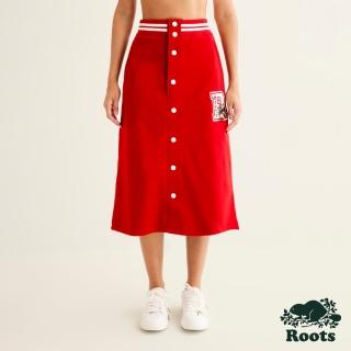 【Roots】Roots 女裝- 戶外探險家系列 刺繡大R刷毛長裙(紅色)