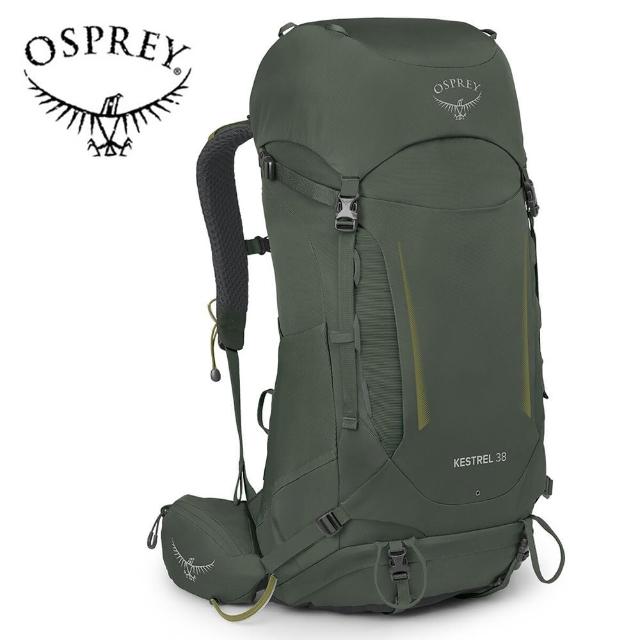 【Osprey】Kestrel 38 輕量登山背包 附背包防水套 男款 盆景綠(健行背包 徙步旅行 登山後背包)