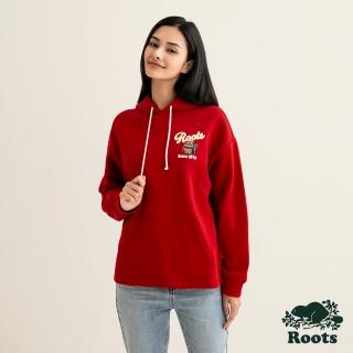 【Roots】Roots女裝- 戶外探險家系列 卡通海狸連帽上衣(紅色)