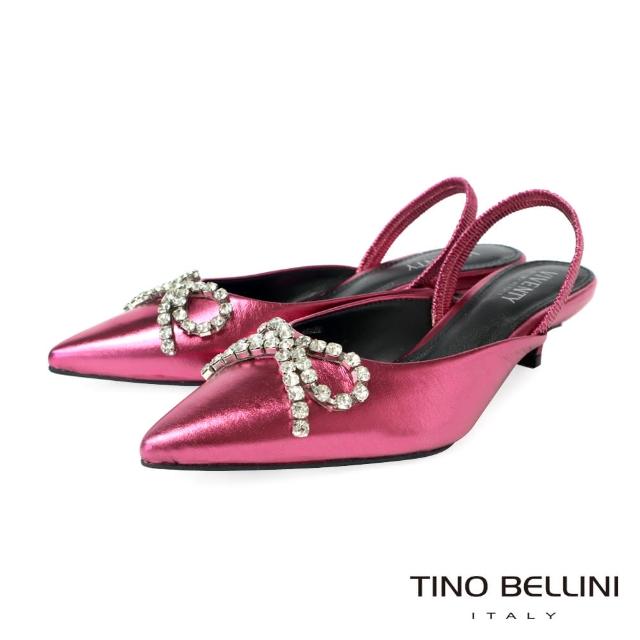 【TINO BELLINI 貝里尼】巴西進口前包後拉帶低跟鞋FW1V014-C(亮桃紅)