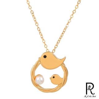 【RJ New York】小鳥親子珍珠圈圈設計簡約項鍊(金色)