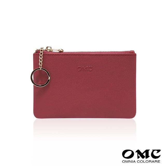 【OMC】簡單生活軟牛皮卡片鑰匙零錢包4024(紅色)
