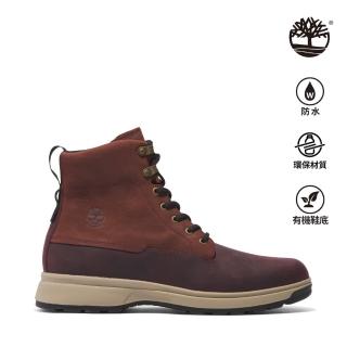 【Timberland】男款酒紅色全皮防水休閒靴(A5XUDC60)