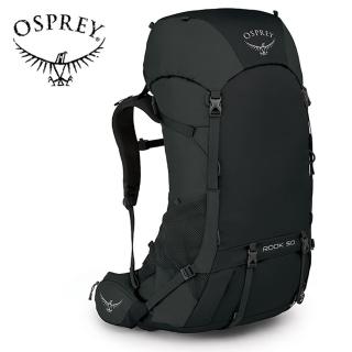 【Osprey】Rook 50 透氣網架式登山背包 男款 黑色(健行背包 徙步旅行 登山後背包)