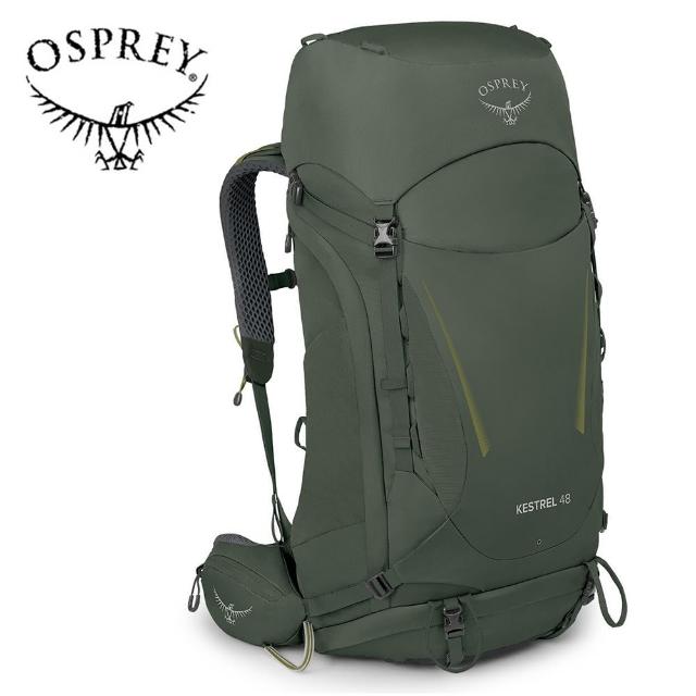 【Osprey】Kestrel 48 輕量登山背包 附背包防水套 男款 盆景綠(健行背包  徙步旅行 登山後背包)