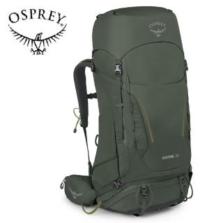 【Osprey】Kestrel 58 輕量登山背包 附背包防水套 男款 盆景綠(健行背包 徙步旅行 登山後背包)