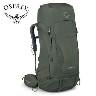 【Osprey】Kestrel 68 輕量登山背包 附背包防水套 男款 盆景綠(健行背包 徙步旅行 登山後背包)