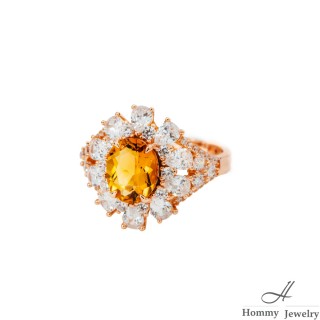 【幸福珠寶】黃水晶Ｋ金 戒指(財富之石 富貴 智慧 滿鑽)