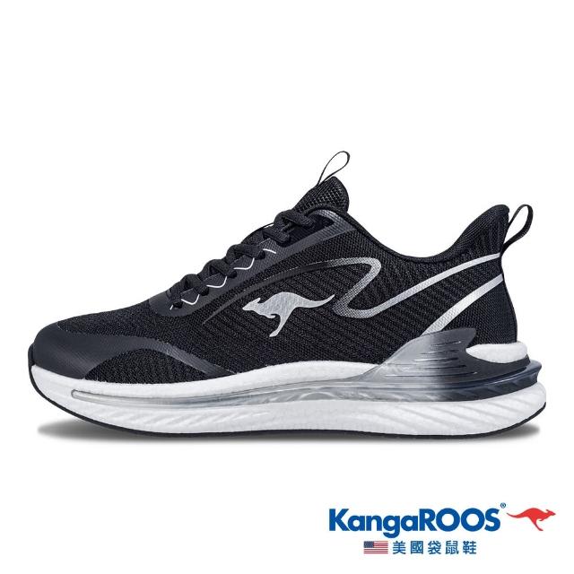 【KangaROOS】男 RUN DASH 科技機能跑鞋 流線優雅 支撐穩定 輕量透氣(黑-KM41360)