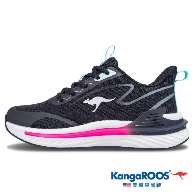 【KangaROOS】女 RUN DASH 科技機能跑鞋 流線優雅 支撐穩定 輕量透氣(黑粉-KW41190)