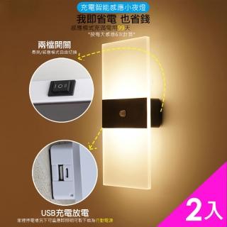 【CS22】充電式觸摸感應不插電免佈線壁燈2款2入(暖光/白光)