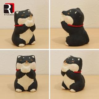 【RYUKODO龍虎堂】日本手工製和紙開運擺飾-祈禱柴犬(黑)