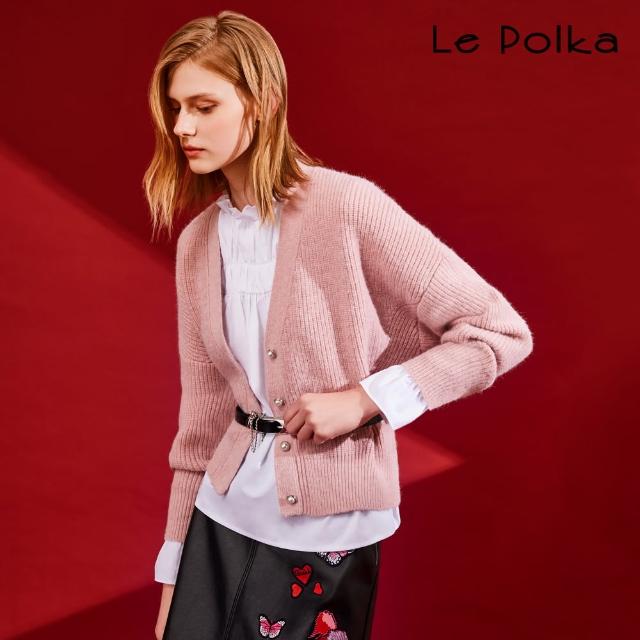 【Le Polka】玫瑰粉短版針織外套-女