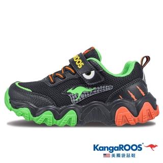 【KangaROOS】童鞋 DINO 恐龍系鋸齒童鞋 緩震支撐 減壓鞋墊(黑/綠/橘-KK41331)