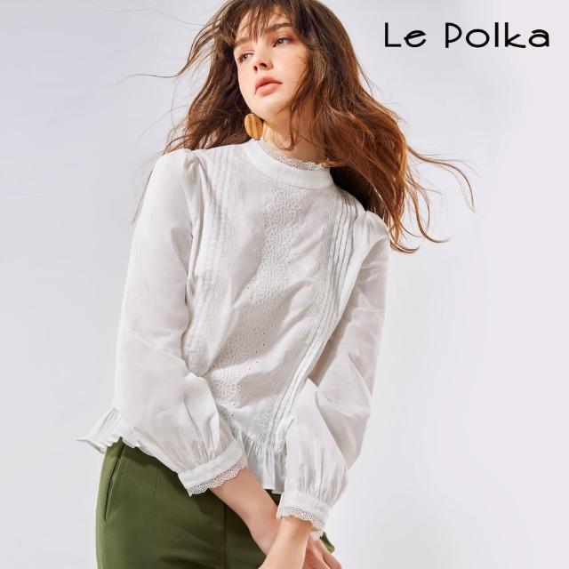 【Le Polka】精緻繡花短版上衣-女