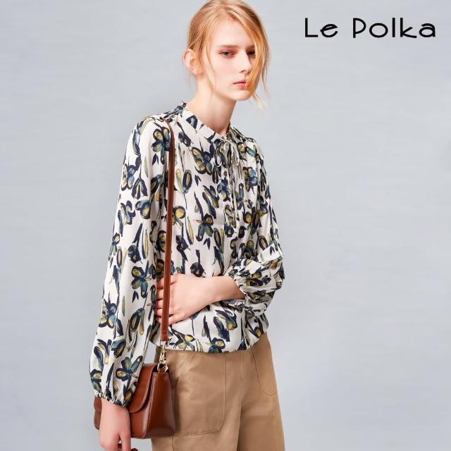 【Le Polka】描繪水彩花朵印花上衣-女