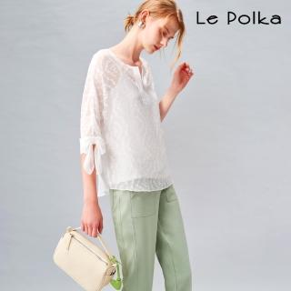【Le Polka】純淨白蕾絲寬版上衣-女