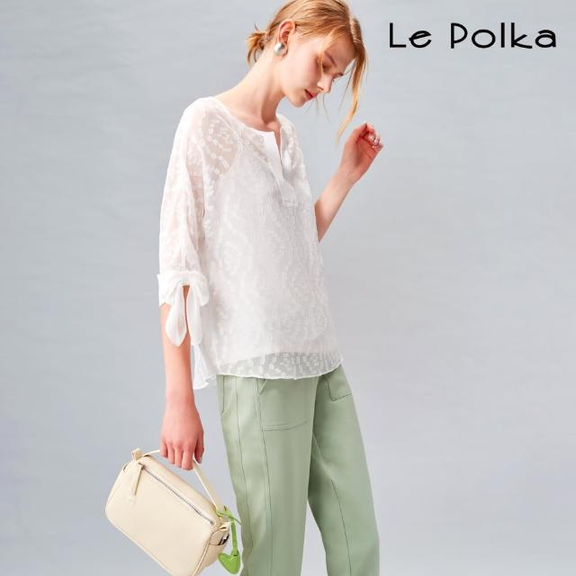 【Le Polka】純淨白蕾絲寬版上衣-女