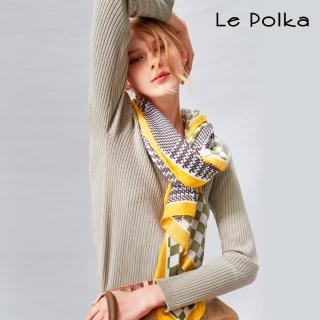 【Le Polka】V領顯瘦坑條針織上衣-女