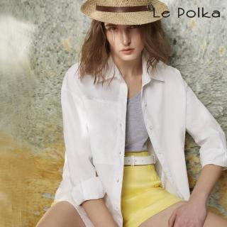 【Le Polka】大微笑印花寬版襯衫-女