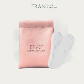 【FRAN法蘭植萃】全天然白水晶心型刮痧板+品牌皮革刮痧板袋子(身體臉部適用)