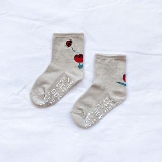 【needo socks】KIDS 鬱金香 3:4(刺繡棉襪/止滑童襪/台灣設計製造/平整縫頭)