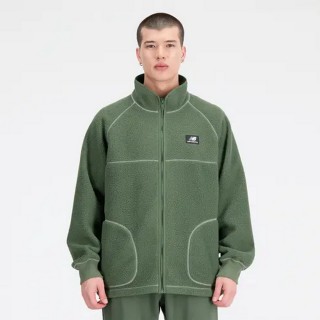 【NEW BALANCE】NB 外套 長袖 上衣 刷毛 保暖 寬鬆 運動 休閒 男 綠色 美規(MJ33503DON-F)