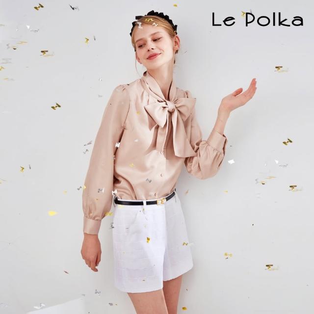【Le Polka】率性簡約格紋寬短褲-女