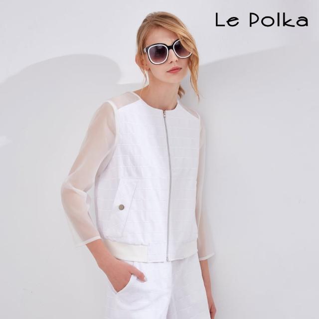 【Le Polka】率性簡約格紋透膚外套-女(薄長袖)