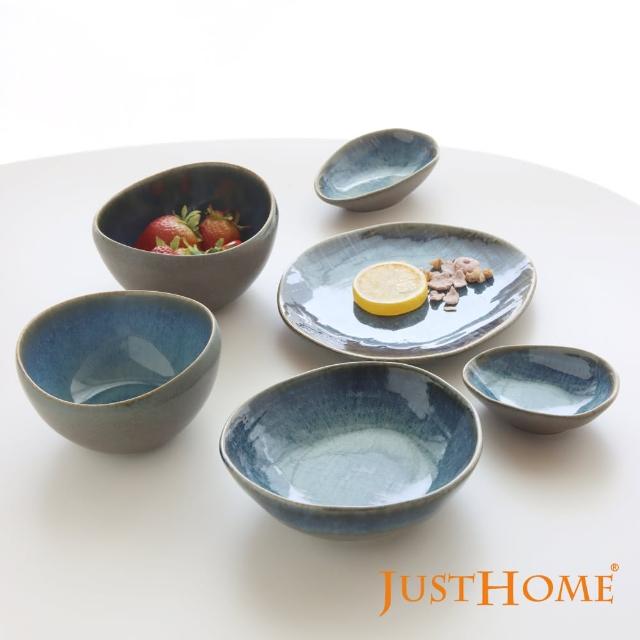 【Just Home】日式星空藍窯變陶瓷6件碗盤餐具組-2人小資組(碗+缽+盤+碟)