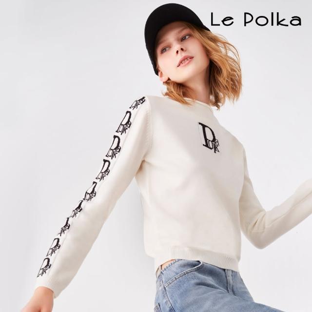 【Le Polka】字母緹花合版針織上衣/2色-女