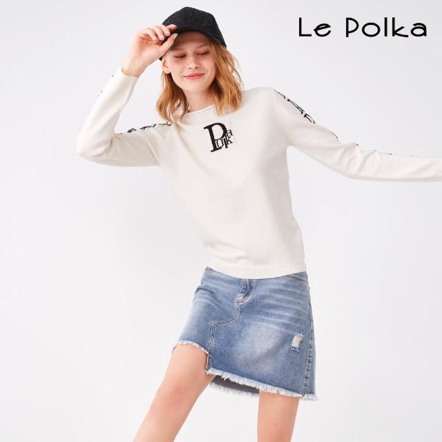 【Le Polka】腰部鏤空設計牛仔短裙-女(丹寧)