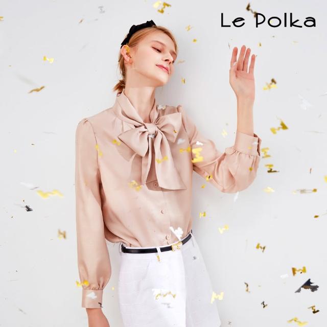 【Le Polka】緞面蝴蝶結襯衫-女