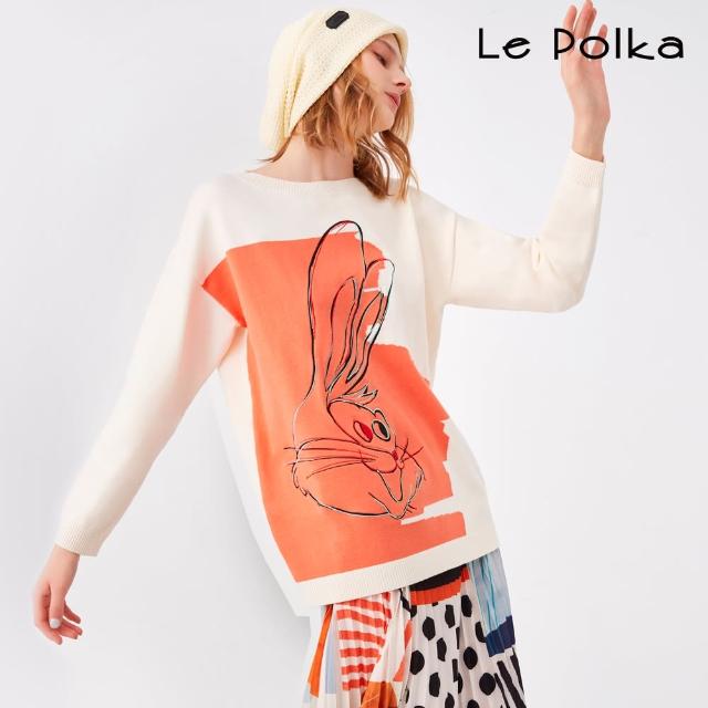 【Le Polka】普普風兔子針織上衣-女