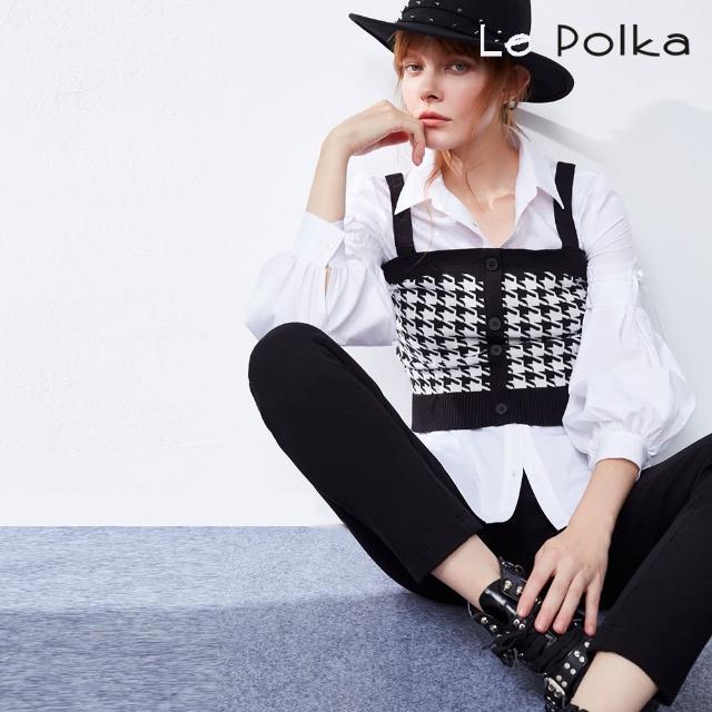 【Le Polka】都會俐落黑色打摺長褲-女