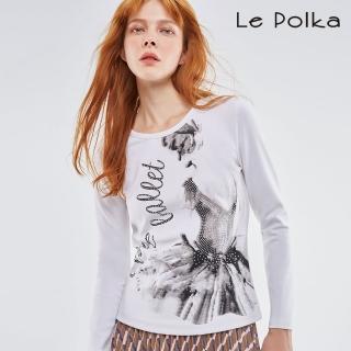 【Le Polka】BALLET 女孩貼鑽棉T-女