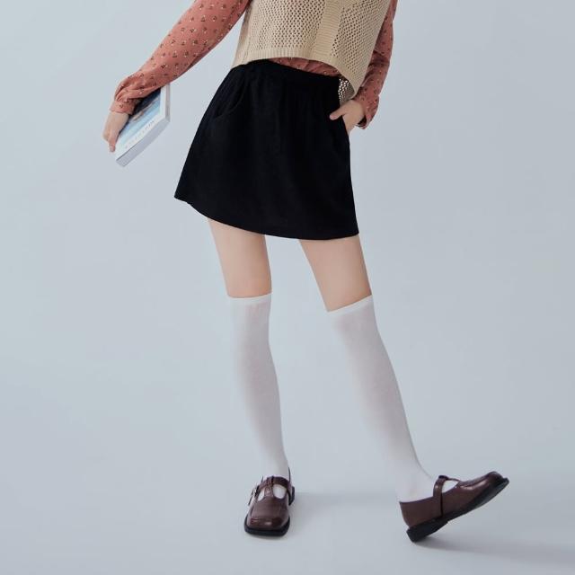 【OB 嚴選】質感純色燈芯絨鬆緊腰頭短裙 《KG1512》