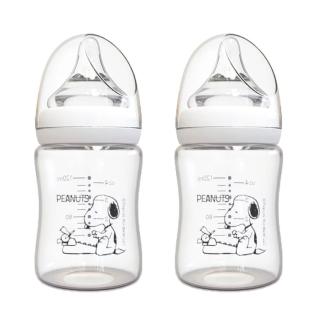 【SNOOPY 史努比】小米格初生嬰兒寬口玻璃奶瓶 2入組 120ml(奶瓶)