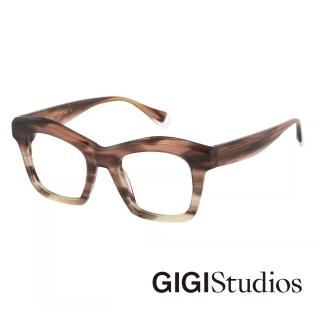 【GIGI Studios】美感立體切面設計貓眼光學眼鏡(玳瑁棕 - ISABELLA-6728/2)