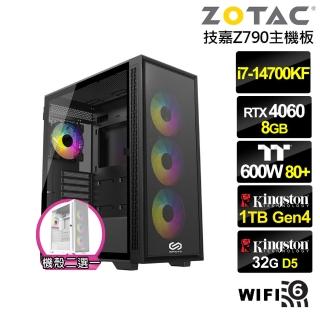 【NVIDIA】i7廿核GeForce RTX 4060{洪荒皇神}水冷電競電腦(i7-14700KF/技嘉Z790/32G/1TB/WIFI)