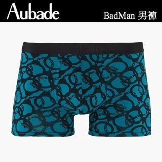 【Aubade】長版頂級莫代爾棉 彈性四角男褲 平口褲(藍手銬-2023)