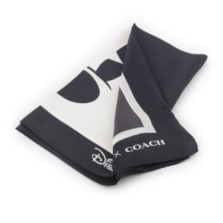 【COACH】Disney X Coach 米奇眨眼圖案絲質方巾(黑色/白色)
