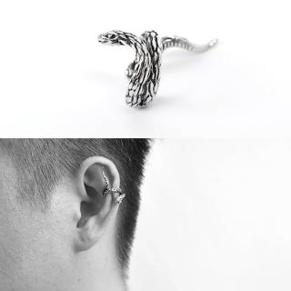 【men life】夾式耳環 蛇形纏繞合金耳夾(耳環)