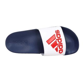 【adidas 愛迪達】男女運動拖鞋-海灘 戲水 游泳 沙灘 愛迪達 丈青白紅(HQ6885)