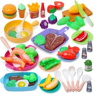 【CuteStone】兒童仿真牛排與海鮮切切樂玩具42件套裝組合