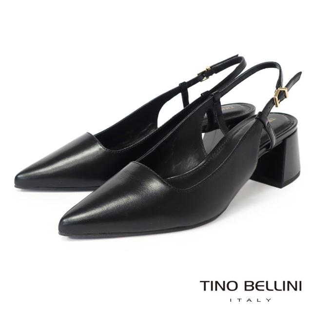 【TINO BELLINI 貝里尼】巴西進口前包後拉帶素面低跟鞋FW2T002-1(黑色)