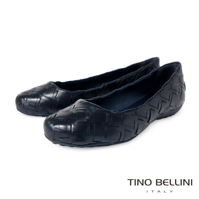 【TINO BELLINI 貝里尼】巴西進口編織娃娃鞋FWBT033A-4(深藍)